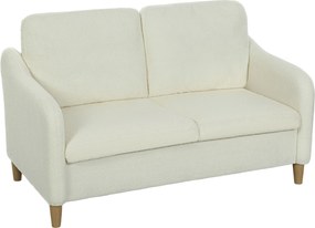 HOMCOM Dwuosobowa sofa mała sofa w stylu Sherpa-fleece 137 cm do salonu kremowa | Aosom PL