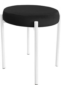 Taboret DIOR stelaż metalowy tkanina Welur : Kolor Stelaża - Biały, Kolor tkaniny - VELVET - MG19, Typ tkaniny - Velvet