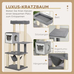 PawHut wielopoziomowy drapak do ostrzenia pazurów dla kotów z hamakiem