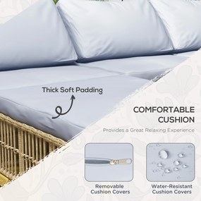 Outsunny Zestaw Mebli ogrodowych, 5-częściowy, z poduszkami do siedzenia, Syntetyczny rattan, rama ze stali nierdzewnej, Szary