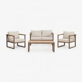 Zestaw Ogrodowy Z 2-osobową Sofą, 2 Fotelami I Stolikiem Kawowym Z Aluminium Lipov Moka Brown - Sklum