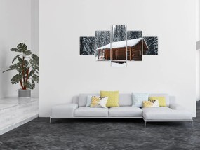 Obraz - Pokryta śniegiem chata (125x70 cm)