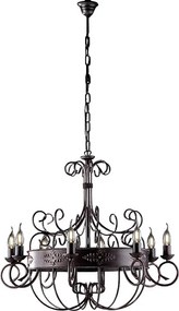 Żyrandol Baltimora z czarnego i rdzawo-lakierowanego żelaza, 8 świateł, 126 Ø76 BL183-8-RG