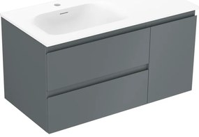 Mexen Orio szafka łazienkowa 90 cm z umywalką Vela lewą, 2S, 1D, grafit mat/biała mat - 91A13-09047-3-BBFFF66-W23L01