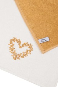 Ręczniki kuchenne HEART, 2 szt Kremowy / Mustard Zestaw (2szt., 40x60 cm)