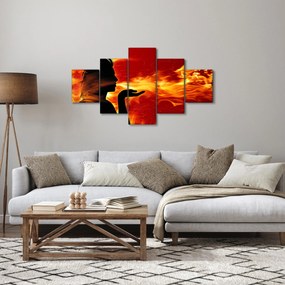 Obraz kobiety z płomieniami (125x70 cm)