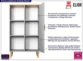 Regał szary + hikora na dębowych nóżkach - Rewer 7X