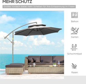 Outsunny Parasol 2,7 m Parasol na wsporniku z podstawą krzyżową Stal na zewnątrz jasnoniebieski