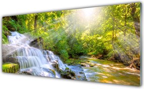 Szkło do Kuchni na Ścianę Leśny Potok I Wodospad