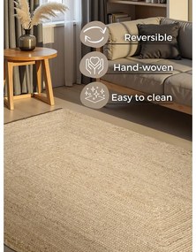 Dwustronny dywan z juty tkany ręcznie w jasnym naturalnym kolorze 60x90 cm Sharmila Natural White – Hanse Home