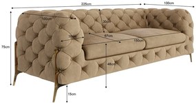 Jasnobrązowa aksamitna sofa 225 cm Chelsea Bis – Ropez
