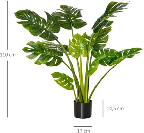 HOMCOM sztuczna palma, sztuczna roślina, roślina domowa, roślina dekoracyjna, roślina do biura, do pomieszczeń i na zewnątrz 110cm