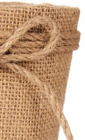 Osłonka na doniczkę pleciona z jutową kokardą, Ø 10 cm