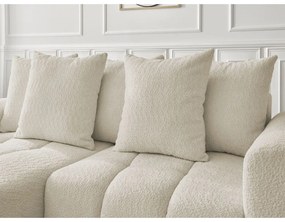 Beżowy rozkładany/ze schowkiem narożnik z materiału bouclé (lewostronny/z szezlongiem) Roxelane – Bobochic Paris