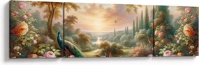Obraz - Pawie w ogrodzie (170x50 cm)