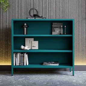 Niski regał metalowy morski / turkusowy Modern LUCA, 1000 x 900 x 350 mm