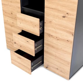 Szafa DALIA 120cm antracyt/dąb 3-segmentowa  LITTLE SKY
