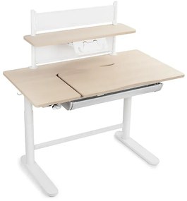 Białe podnoszone biurko szkolne elektryczne z nadstawką A6-S29