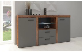 Nowoczesna biała komoda do salonu Kamaro z oświetleniem LED