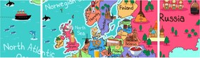 Obraz - Dziecięca mapa Europy (170x50 cm)