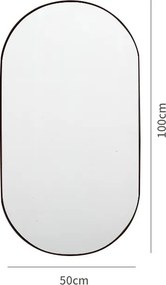 Lustro Elipsa 100x50cm srebrne GX06 ścienne owalne łazienkowe do salonu sypialni loftowe Industrialne minimalistyczne