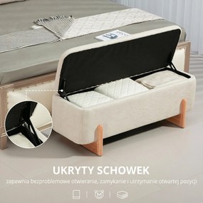 HOMCOM Taboret z Miejscem do Przechowywania, Ławka z Wyściółką z Pianki, Imitacja Lnu, 111 x 44 x 44,5 cm, Kremowy | Aosom PL
