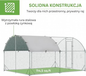 PawHut Wybieg dla małych zwierząt, outdoorowy wybieg dla kur, królików, kaczek, stabilna konstrukcja, stal i tkanina Oxford