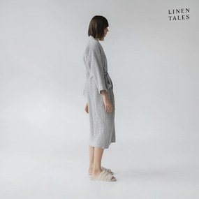 Jasnoszary szlafrok w rozmiarze L/XL Honeycomb – Linen Tales