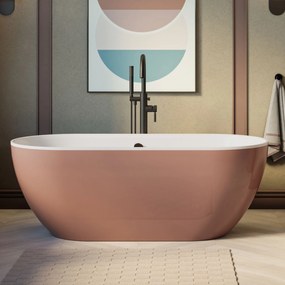 Wanna wolnostojąca owalna z konglomeratu 160 x 75 cm RONA Mocha Mouse mat / połysk przelew typu SLIM cienki rant : Wykończenie - w połysku