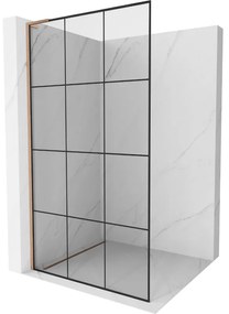 Mexen Kioto L ścianka prysznicowa Walk-in 110 x 200 cm, czarny wzór, miedź szczotkowana - 800-110-103-65-77