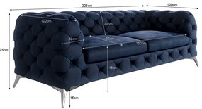 Ciemnoniebieska aksamitna sofa 225 cm Chelsea – Ropez
