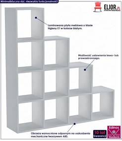 Biały regał schodkowy - Maleo 5X