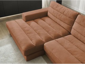 Pomarańczowy aksamitny narożnik (lewostronny/z szezlongiem) Sierra – Bobochic Paris