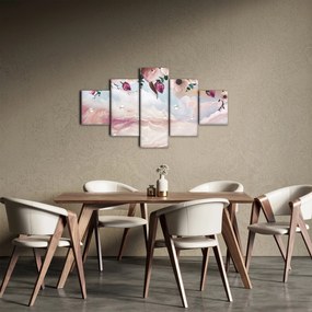 Obraz różowych kwiatów z różowym marmurem (125x70 cm)