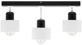 Biało-czarna lampa sufitowa, trzypunktowy spot DWE50x7SC z drewna i me