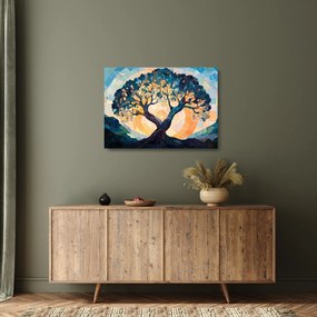Obraz na szkle – Mozaika – słońce i drzewo II. (70x50 cm)