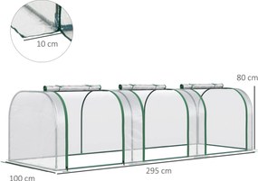 Outsunny Szklarnia Foliowa Cieplarnia Ogród Warzywny z Drzwiami Hodowla Roślin 295x100x80cm Przezroczysta | Aosom PL