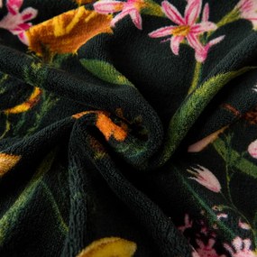 PrzytulneMieszkanie.pl PrzytulneMieszkanie.pl PrzytulneMieszkanie.pl Zestaw pościeli z mikropluszu MYSTIC GARDEN ciemnozielona + prześcieradło z mikropluszu SOFT 90x200 cm białe, pojedyncze łóżko