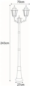 Czarna podwójna stojąca lampa ogrodowa wysoka - S326 B1-D68