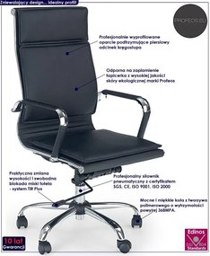 Czarny skórzany fotel obrotowy biurowy G6-K14