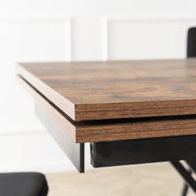 Stół Rozkładany Prostokątny REX 160-220 cm Dąb Rustykalny/Czarny do Jadalni Nowoczesny Loft