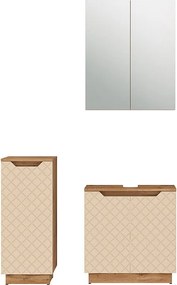 Zestaw mebli łazienkowych dąb/kaszmir ze strukturą płytek 59.8x32x62.1 lotta