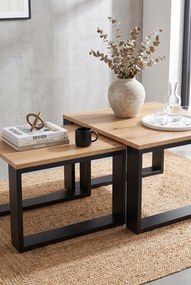 Dwa Loftowe Stoliki Kawowe Dąb Artisan + Czarny G0-K81