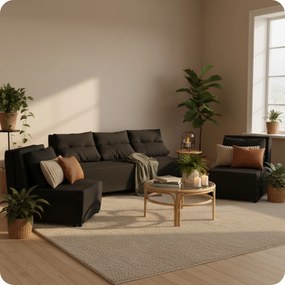 Zestaw KIMO funkcja spania sofa fotele Family Meble czarny Twisster sztruks