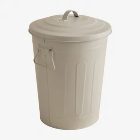 Kosz Na Śmieci Z Pokrywą Ze Stali Ocynkowanej Susi Kremowa Tapioca & 10 L - Sklum
