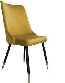 Krzesło Victor tkanina Welur noga metalowa krzesło tapicerowane premium : Kolor nogi - Czano-złota stożek, Kolor tkaniny - VELVET - MG15, Typ siedziska - Siedzisko stałe