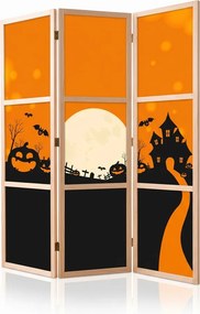 Parawan pokojowy 3-częściowy 135x172 drewniany japoński Jednostronny dekoracyjny bajkowy halloween Wielokolorowy
