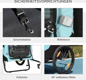 PawHut Przyczepka rowerowa 2 w 1 dla psów Wózek z odblaskami Bezpieczne podróże | Aosom PL