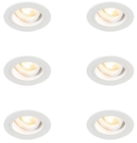 Zestaw 6 okrągłych, regulowanych reflektorów wpuszczanych w kolorze białym - Chuck