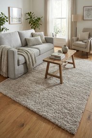 Jasnoszary dywan shaggy w stylu boho T3-Z31